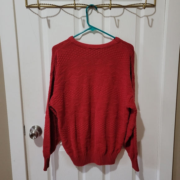 Vintage red Steel Sport knit long sleeve crewneck grandpa sweater medium - Picture 2 of 8